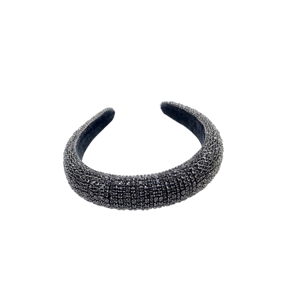 Black Natasha luxury headband Rhinestone wedding or bridal shower - Picture 5 of 10